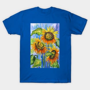 Blue Yellow Watercolor Painting T-Shirt